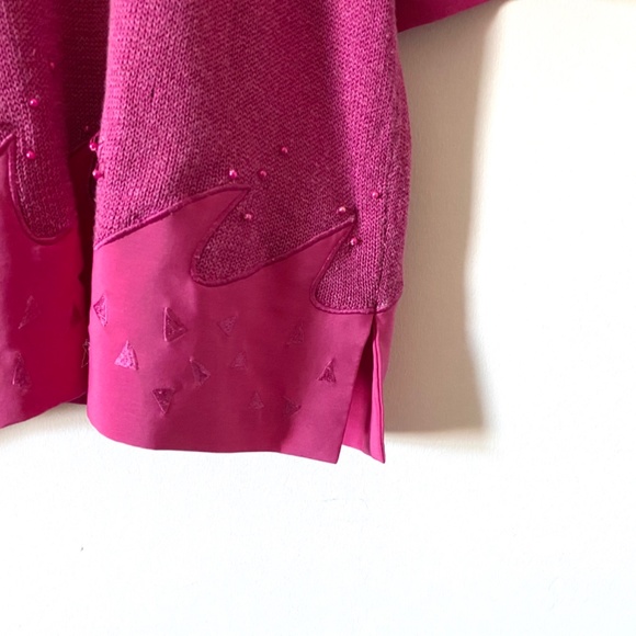 1980’s Vintage Hot Pink Short Sleeve Sweater Cotton Rayon Size Large Open Front - Picture 5 of 10
